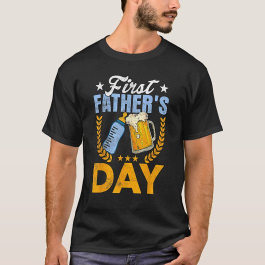 First Father s Day Beer Baby Bottle Dad Daddy Men T-Shirt (Vorderseite)