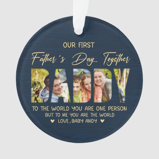 First Father’s Day with Daddy – Custom Photo Gift Ornament (Vorderseite)