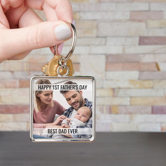First Fathers Day Foto Best Dad Ever Keychain Schlüsselanhänger