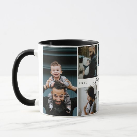 First Father's Day Personalized 8 Photo Collage Tasse (Links)
