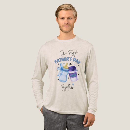 First Father's Day Together Matching outfit / Blue Tri-Blend Shirt (Volle Vorderseite)