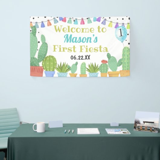 First Fiesta Boy Taco Bout Ein Party Kakteen Gebur Banner (Messeveranstaltung)