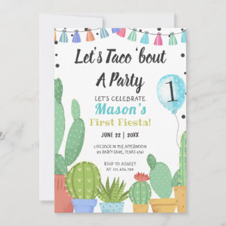 First Fiesta Boy Taco Bout Ein Party Kakteen Gebur Einladung