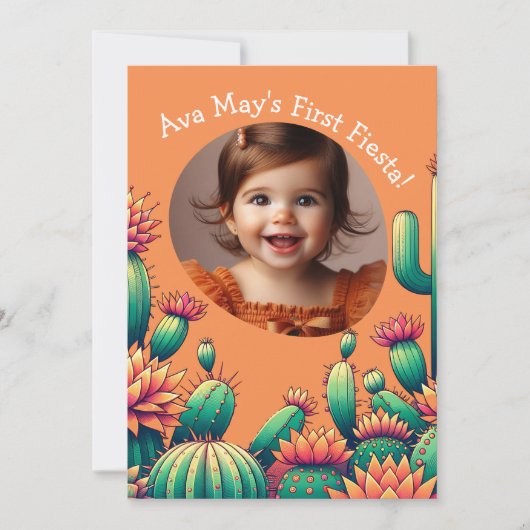 First Fiesta Cactus Birthday Custom Foto Einladung (Vorderseite)