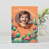 First Fiesta Cactus Birthday Custom Foto Einladung (Stehend Vorderseite)