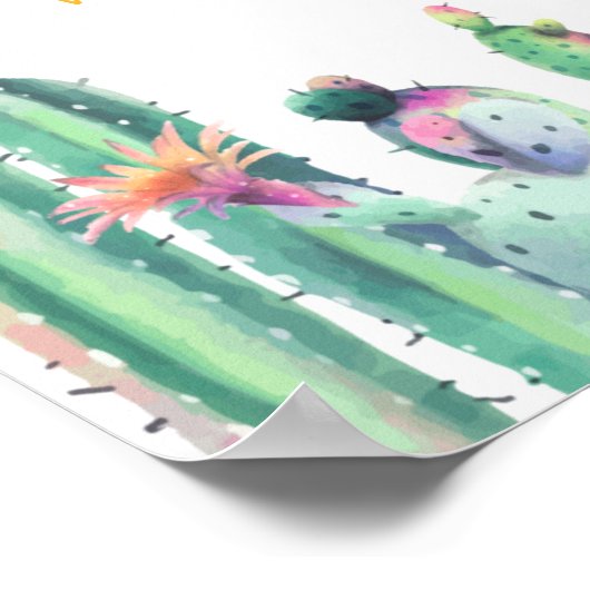 First Fiesta Cactus Girl Birthday Poster (Ecke)