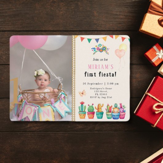 First Fiesta Cactus succulent Girl Birthday Foto Einladung