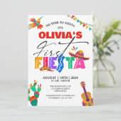 First Fiesta - farbenfroh mexikanisch 1. Geburtsta Einladung (Stehend Vorderseite)