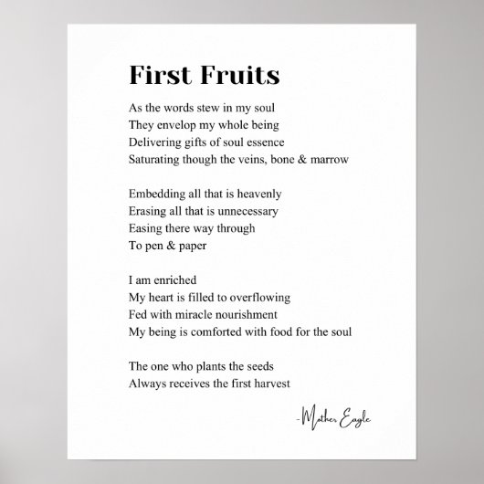 First Fruits Inspirational Poesie Wand Art Poster (Vorne)