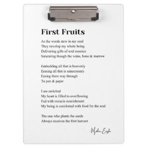First Fruits Inspirational Poesie Wand Art Poster Klemmbrett