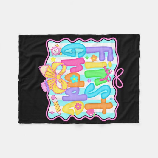 First Grade Back To School 1st Grade Coquette Teac Fleecedecke (Vorderseite (Horizontal))