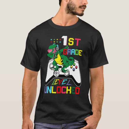 First Grade Dinosaur Dabbing Video Game Back To Sc T-Shirt (Vorderseite)