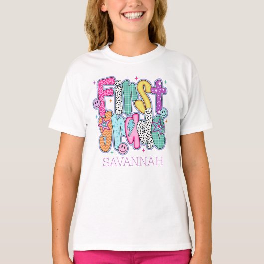 First Grade First Day of School Coquette Custom T-Shirt (Vorderseite)