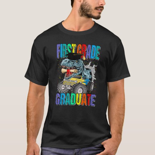 First Grade Graduate Monster Truck Dinosaur Gradua T-Shirt (Vorderseite)