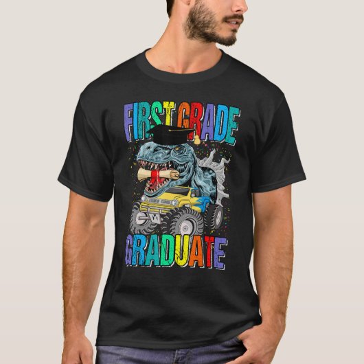 First Grade Graduate Monster Truck Dinosaur Gradua T-Shirt (Vorderseite)