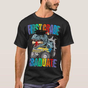 First Grade Graduate Monster Truck Dinosaur T-rex  T-Shirt