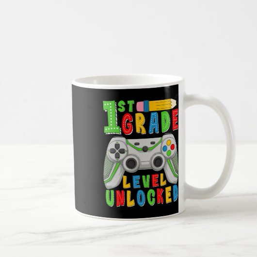 First Grade Level Unlocked Ck To School Gamer Boys Kaffeetasse (Rechts)