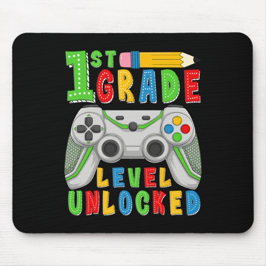 First Grade Level Unlocked Ck To School Gamer Boys Mousepad (Vorne)