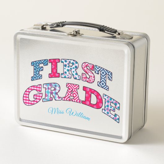 First Grade Personalized Metal Lunch Box Back to S (Vorderseite)