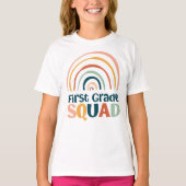 First Grade Squad bunt Retro Boho Regenbogen T-Shirt (Vorderseite)