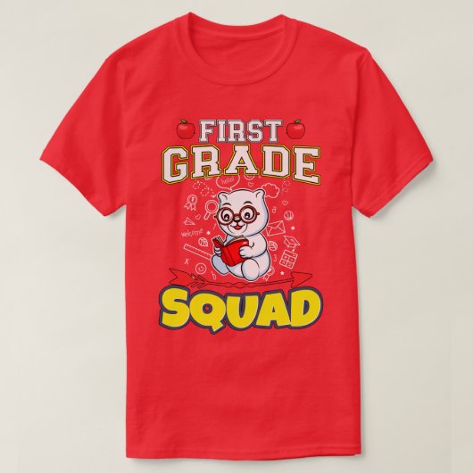 First Grade Squad Funny Elementary School T-Shirt (Design vorne)