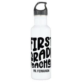 First Grade Teacher Black Text Design Edelstahlflasche