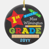 First Grade Teacher Keepsake Chalkboard Colorful Keramik Ornament (Hinten)