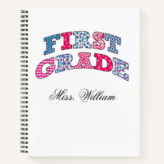 First Grade Teacher Personalized Spir Notizblock