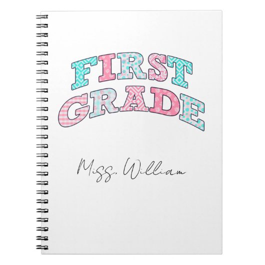 First Grade Teacher Personalized Spiral Notizblock (Vorderseite)