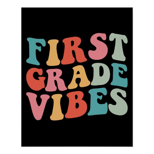 First Grade Vibes Retro Groovy Poster (Vorderseite)