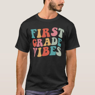 First Grade Vibes Retro Groovy T-Shirt