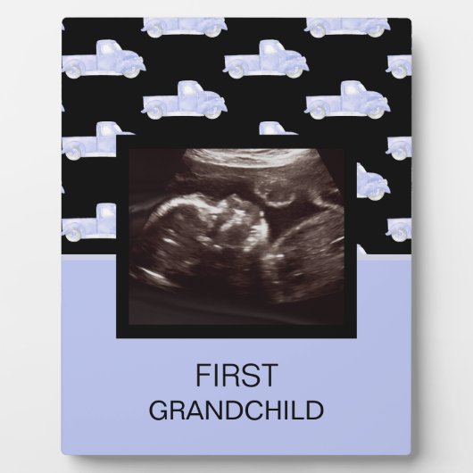First Grandchild Blue Ultrasound Grandmuttergift Fotoplatte (Vorderseite)