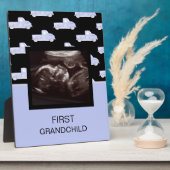 First Grandchild Blue Ultrasound Grandmuttergift Fotoplatte (Seite)
