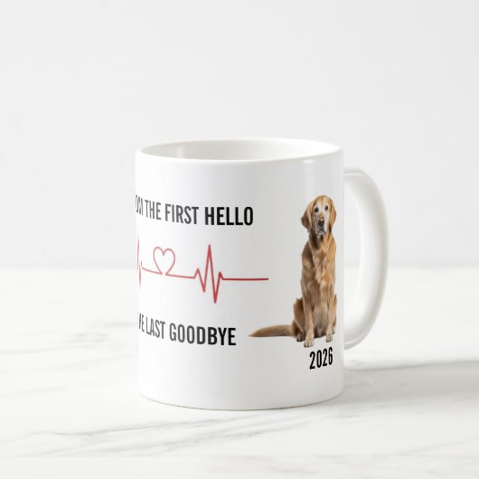 First Hello Last Goodbye Pet Timeline Mug Kaffeetasse (VorderseiteRechts)