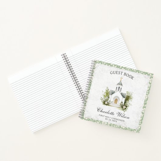 First Holly Communion Floral Church Guest Book Notizblock (Innenseite)
