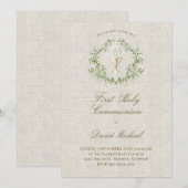 First Holy Communion beige texture Einladung (Vorne/Hinten)