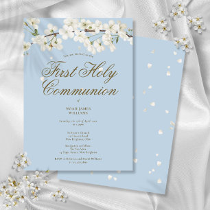 First Holy Communion Blossom Floral Elegant Einladung