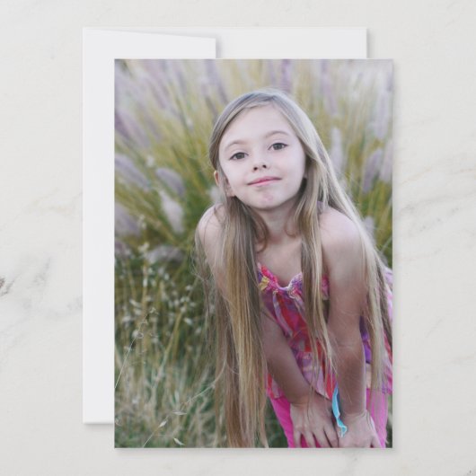 First Holy Communion Boho Safari Blush Pink Photo Einladung (Rückseite)