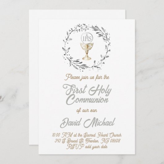 First Holy Communion boy Einladung (Vorne/Hinten)