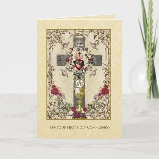 First Holy Communion Catholic Traditional Karte (Vorderseite)