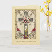 First Holy Communion Catholic Traditional Karte (Gelbe Blume)