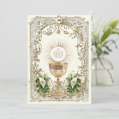 First Holy Communion Chalice Eucharist Calla Lily Einladung (Stehend Vorderseite)