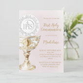 First Holy Communion Chalice Host Einladung (Stehend Vorderseite)