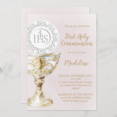 First Holy Communion Chalice Host Einladung (Vorne/Hinten)