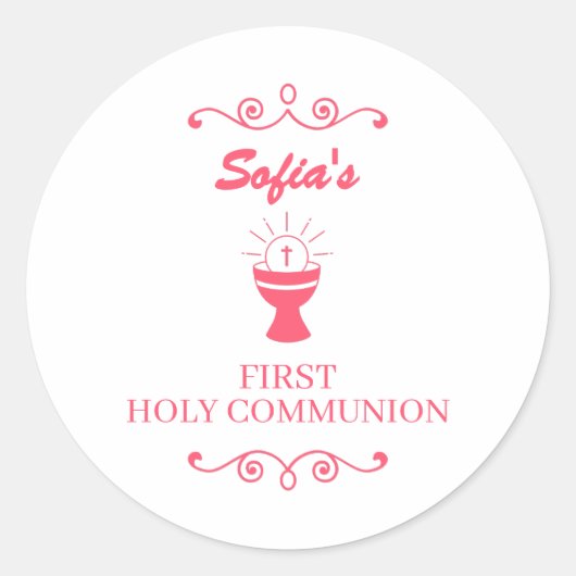 First Holy Communion Chalice Sticker For Girls (Vorderseite)