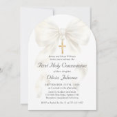 First Holy Communion Coquette Bow Girl Invitation Einladung (Vorderseite)