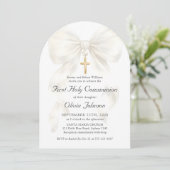First Holy Communion Coquette Bow Girl Invitation Einladung (Stehend Vorderseite)