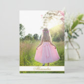 First Holy Communion Custom Gold Color Photo Einladung (Stehend Vorderseite)