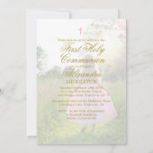 First Holy Communion Custom Gold Color Photo Einladung (Rückseite)