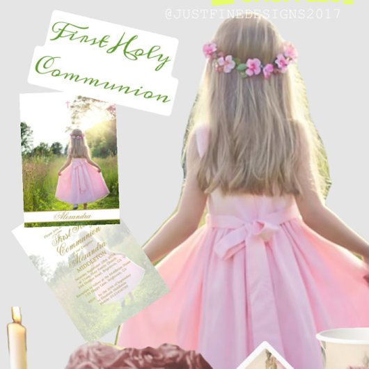 First Holy Communion Custom Gold Color Photo Einladung
